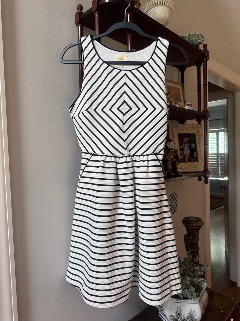 Anthropologie Maeve White and black dress